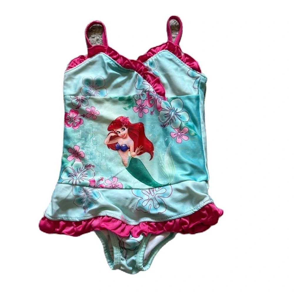 Disney Ariel Kids Swimwear - Pink and Blue One Piece 3T Little Mermaid